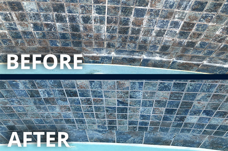 Before & After Dustless Blasting Pool Tile