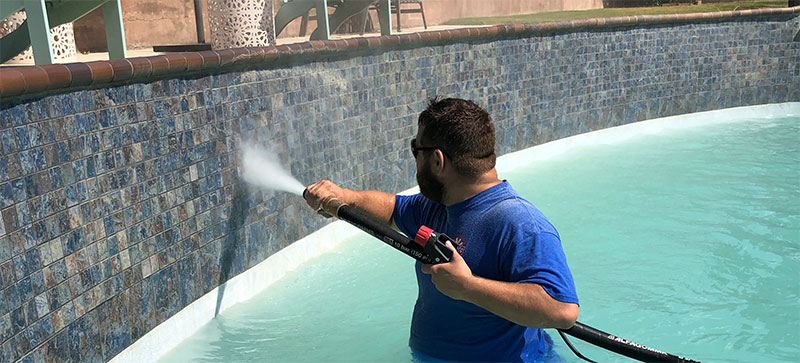 Clean & Remove Calcium from Pool Tile with Dustless Blasting